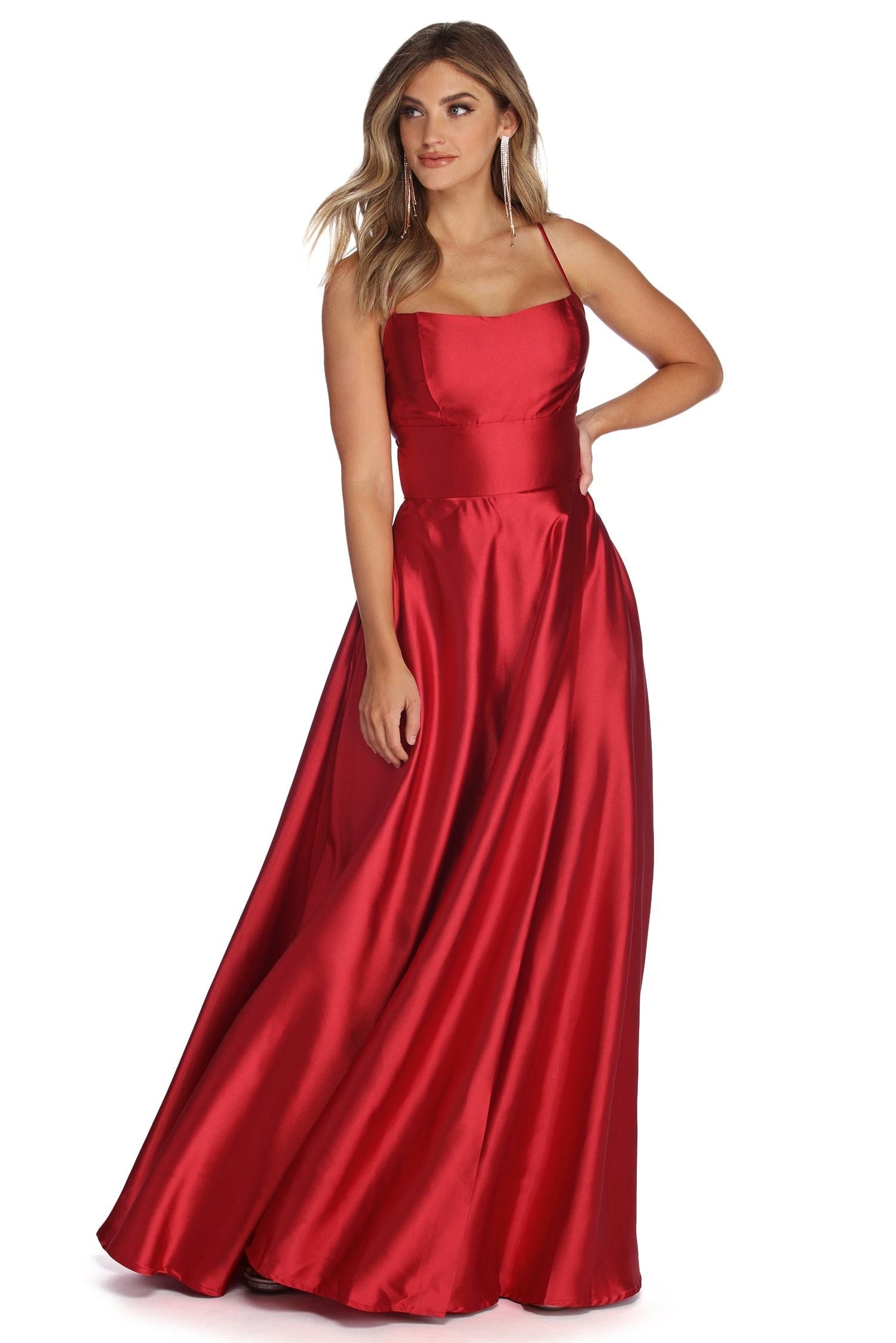 Anne Formal Lattice Satin Dress - Fashionpara