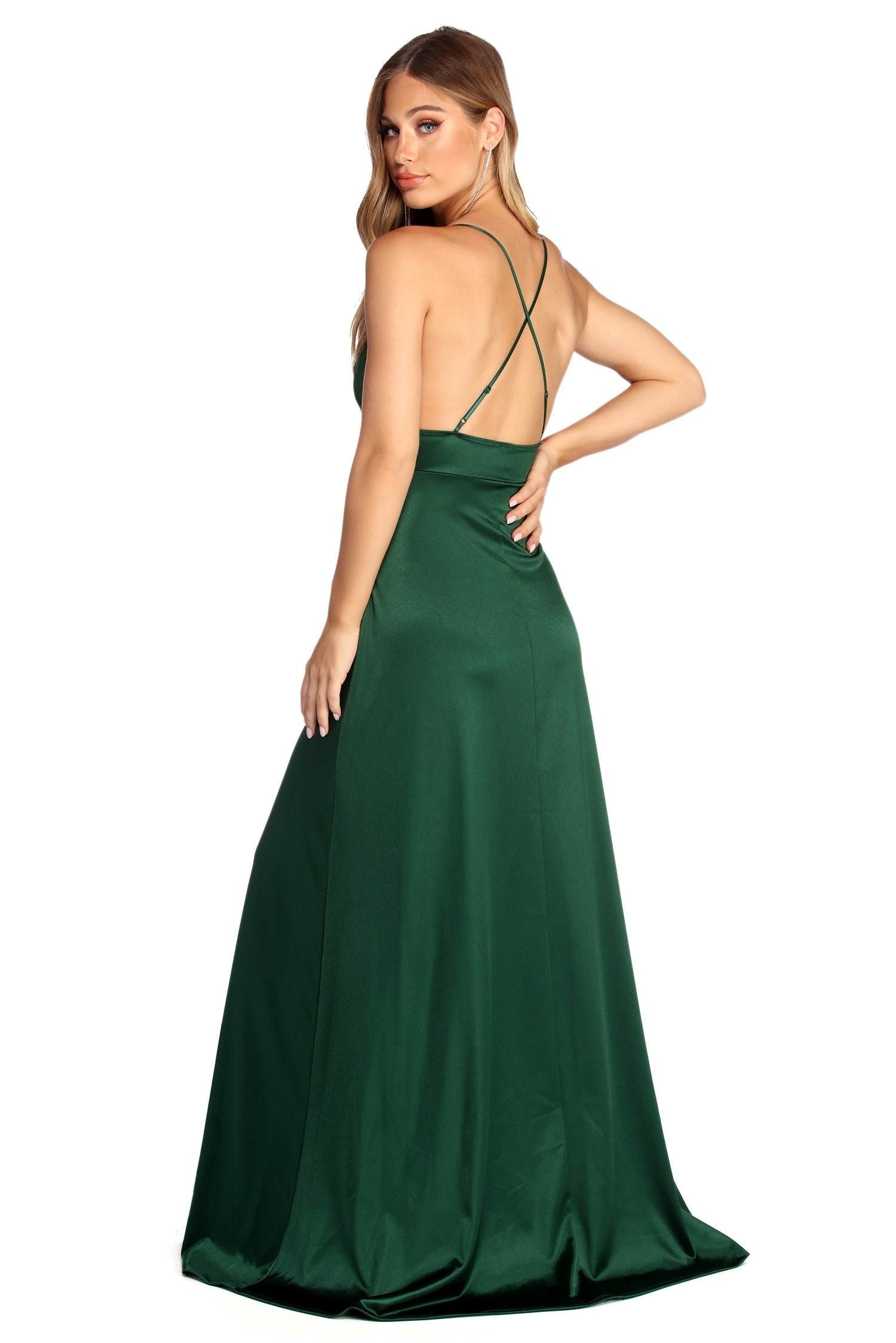 Evie Formal Sleeveless Satin Dress - Fashionpara