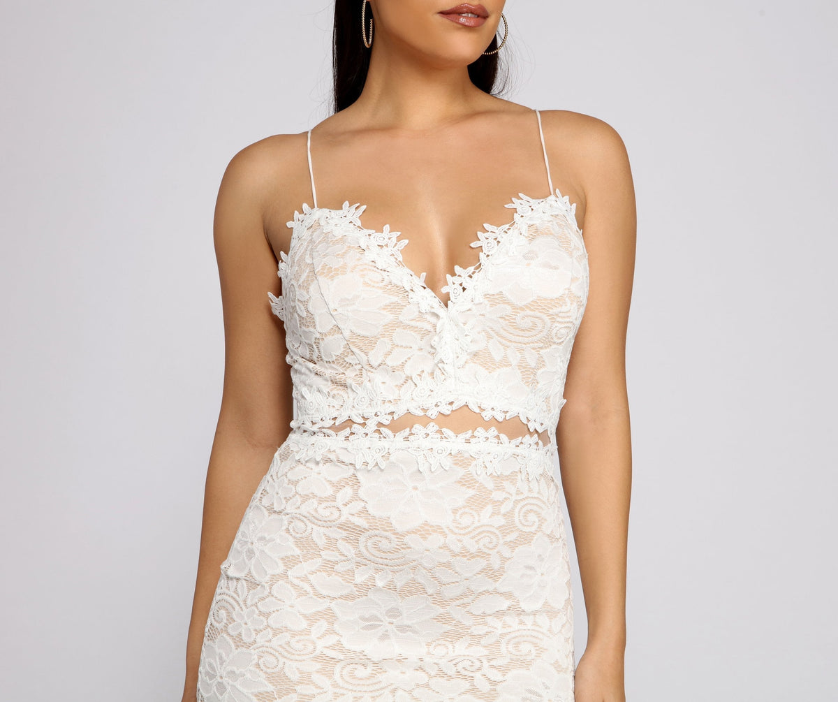 Floral Lace Deep V-Neck Spaghetti Strap Bodycon Mini Dress - View 7
