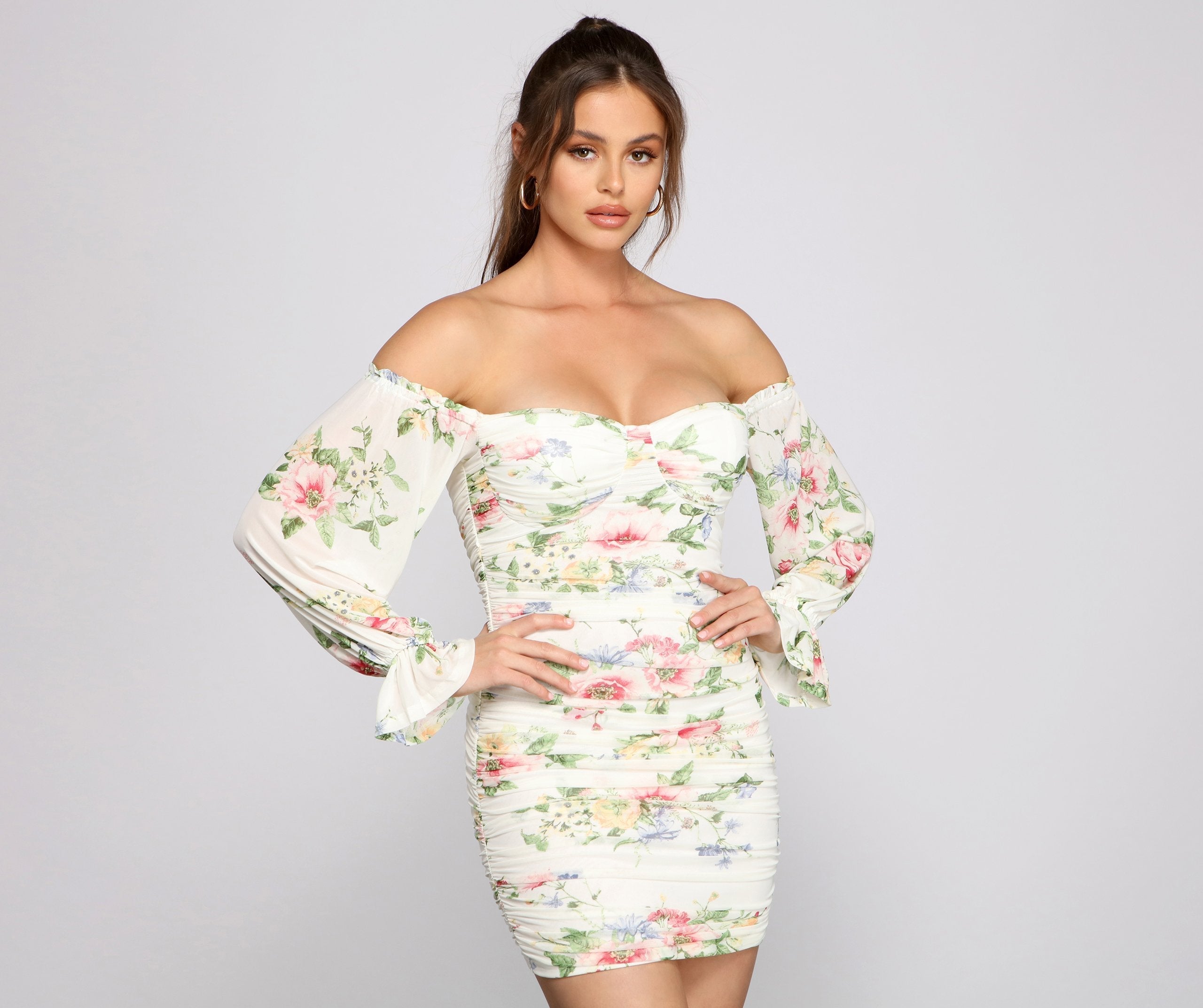 Say Yes To Florals Mesh Bodycon - Fashionpara