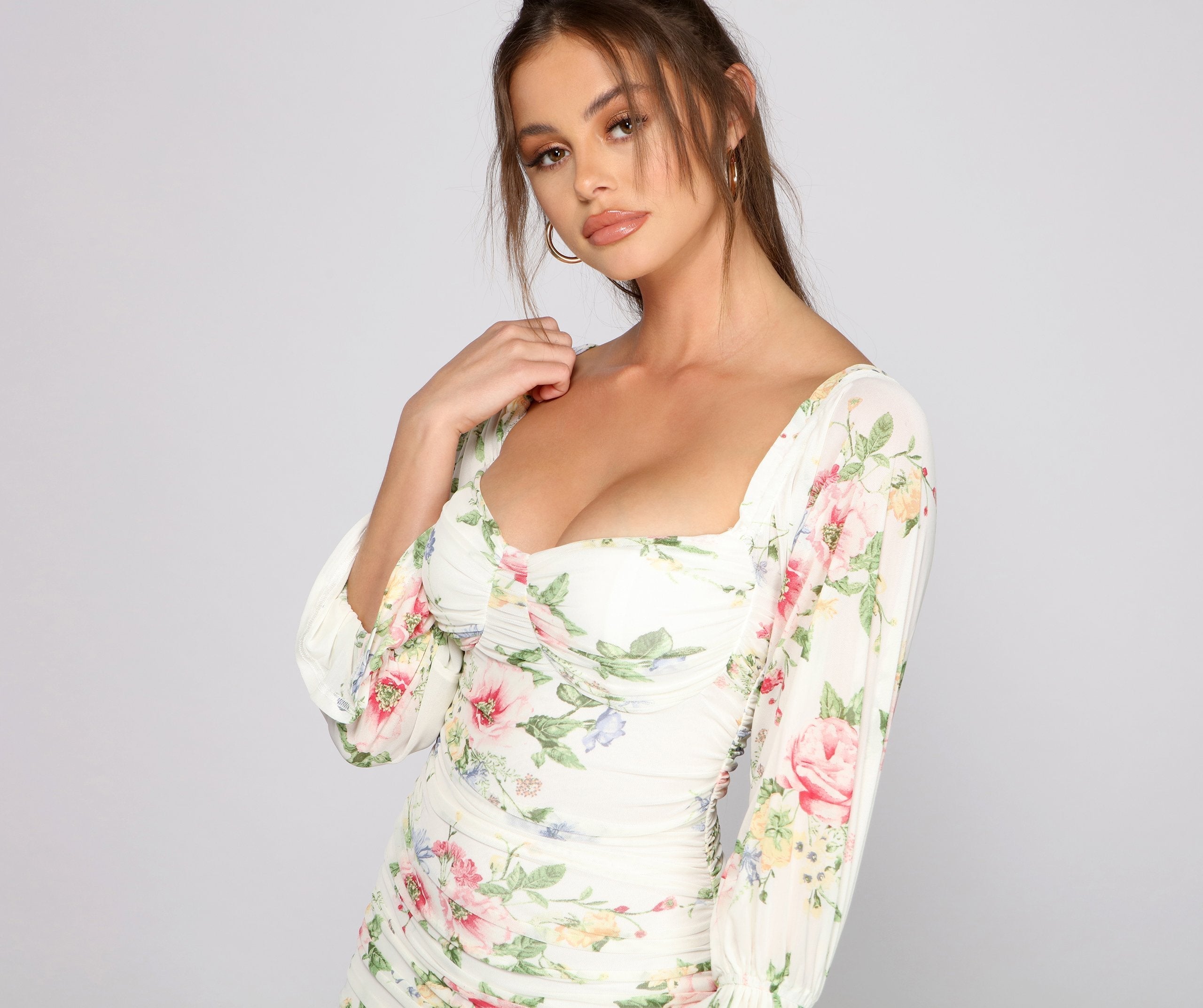 Say Yes To Florals Mesh Bodycon - Fashionpara