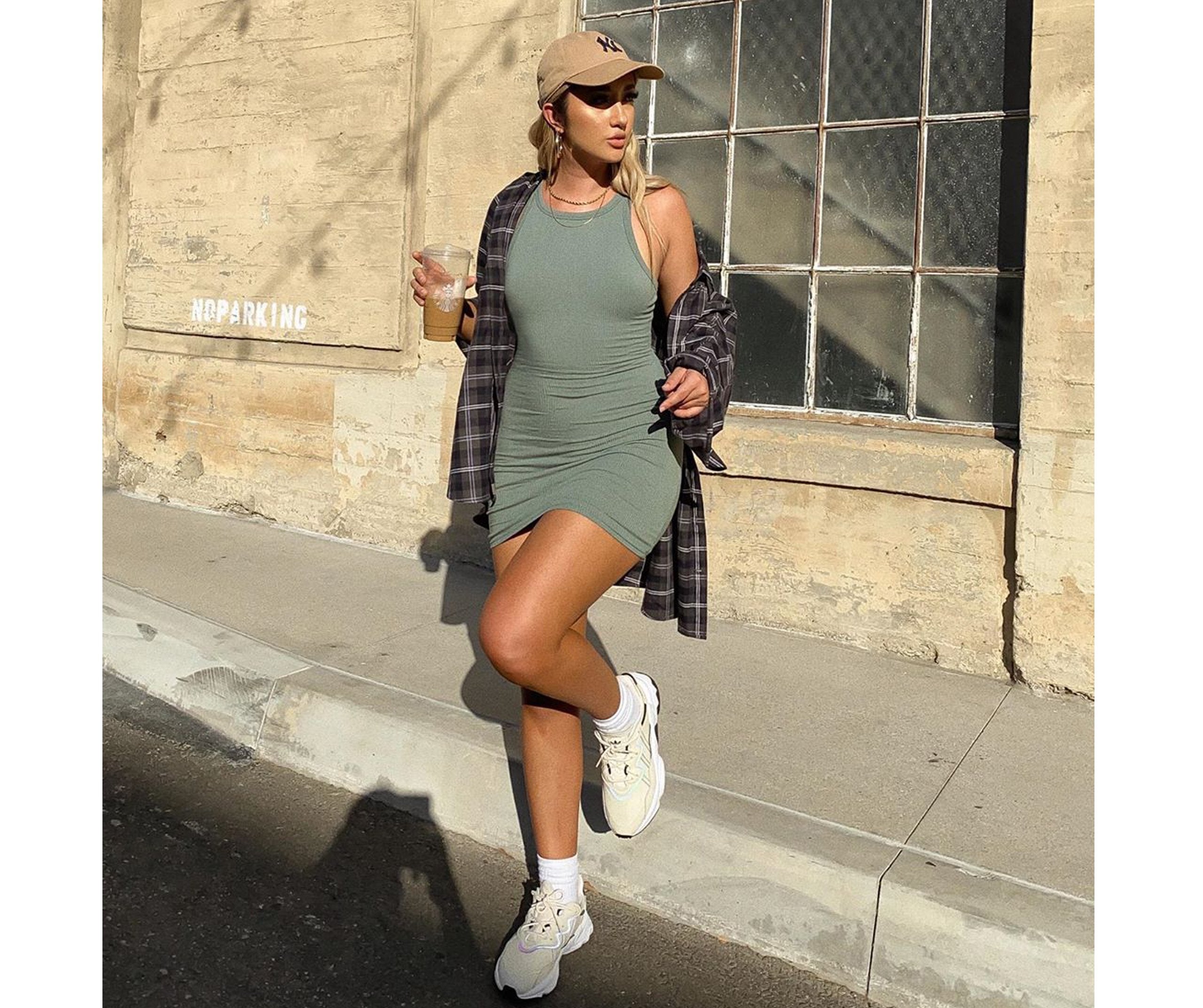 Ribbed Knit Crew Neck Bodycon Mini Dress - Fashionpara