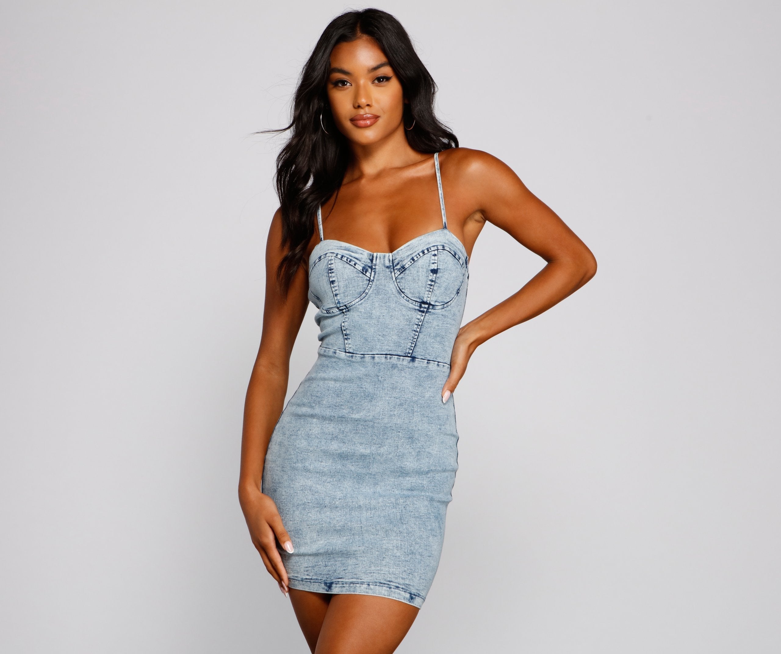 Style Icon Denim Mini Dress - Fashionpara