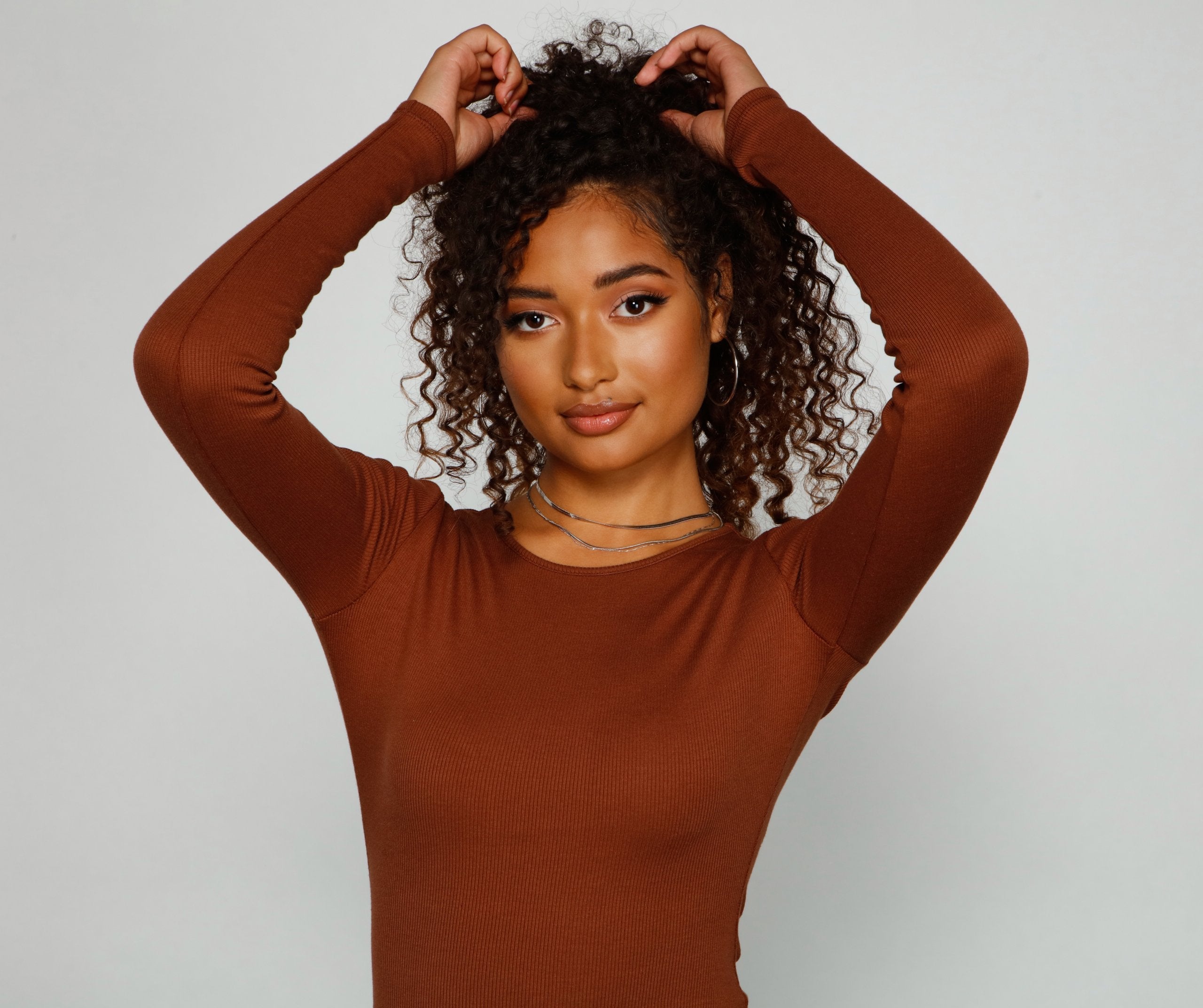 Chic Basic Long Sleeve Mini Dress - Fashionpara