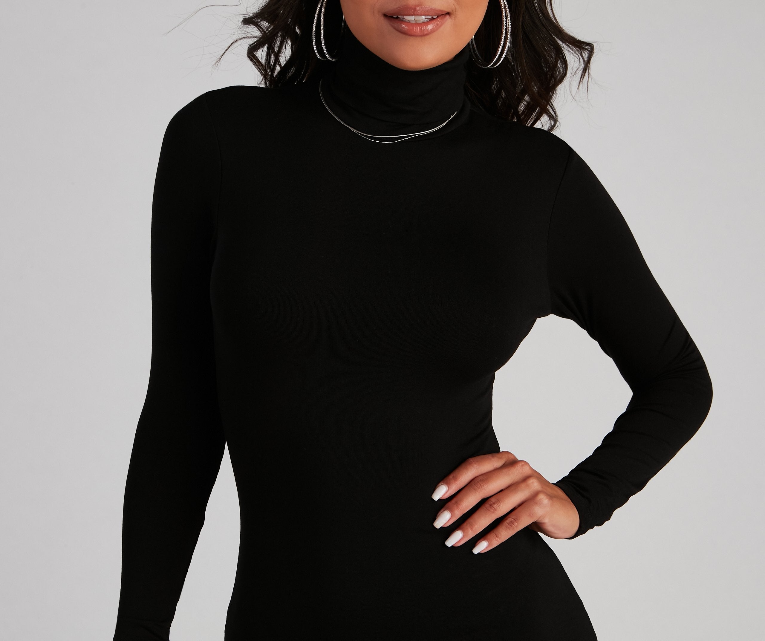 Back To Basics Turtleneck Mini Dress - Fashionpara