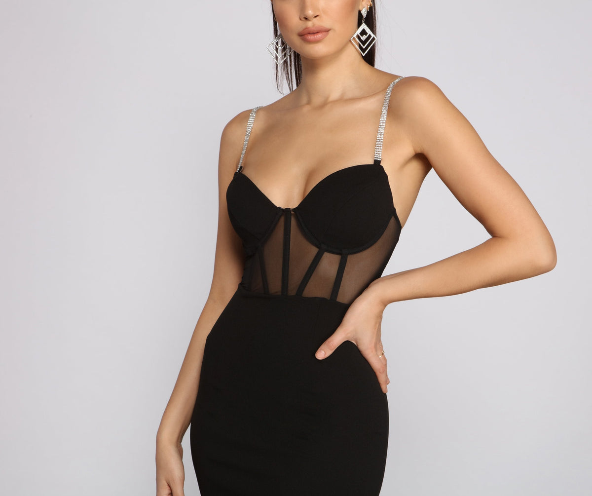Rhinestone Strap Bustier Corset Bodycon Mini Dress