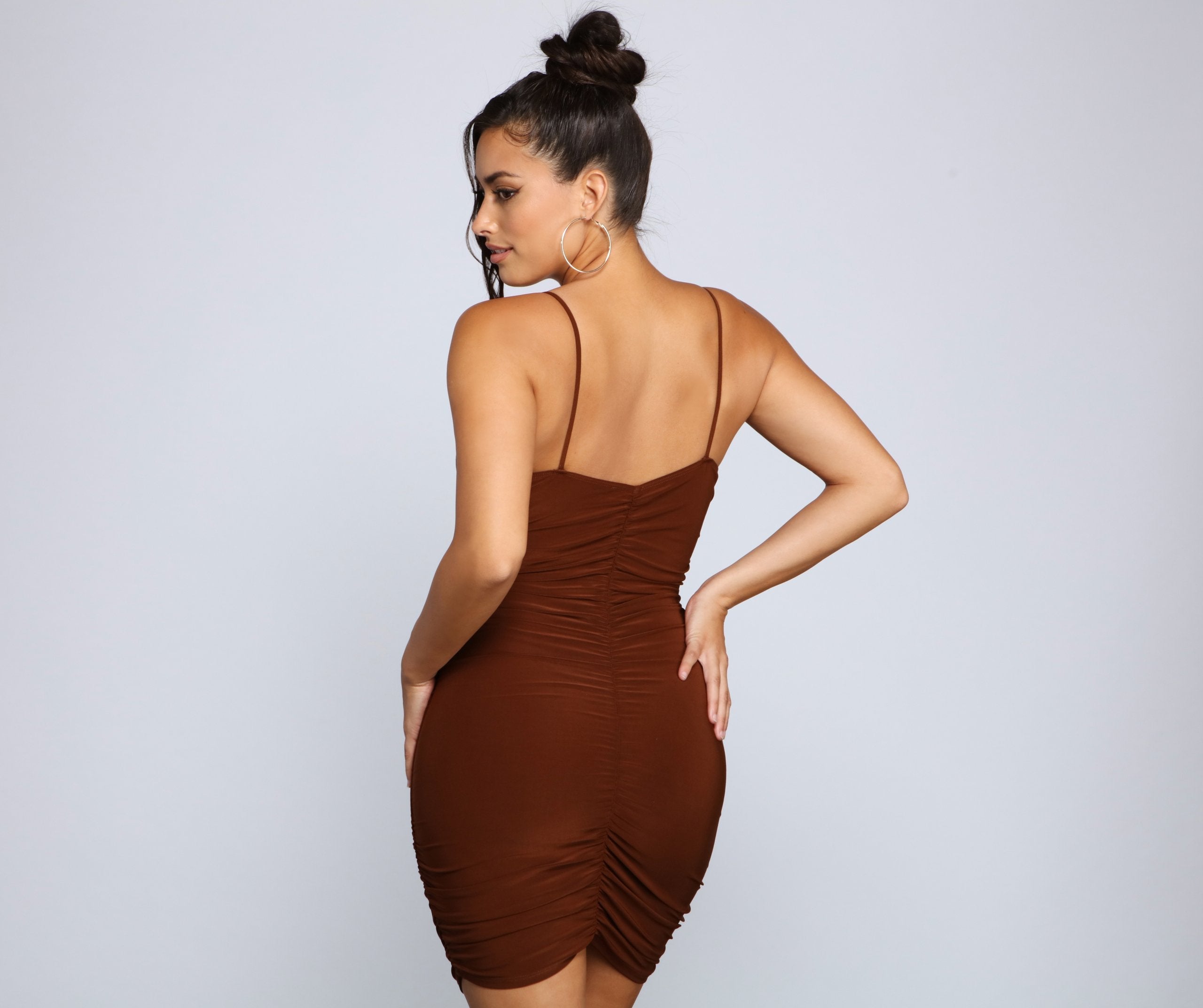 Simple And Chic Ruched Mini Dress - Fashionpara