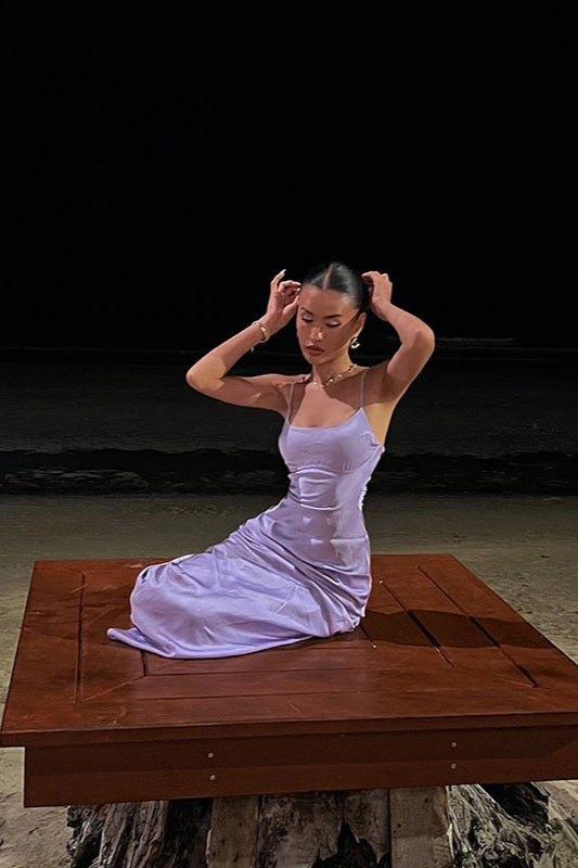 Pearl Satin Slim Fit Backless Cami Elegant Maxi Dress