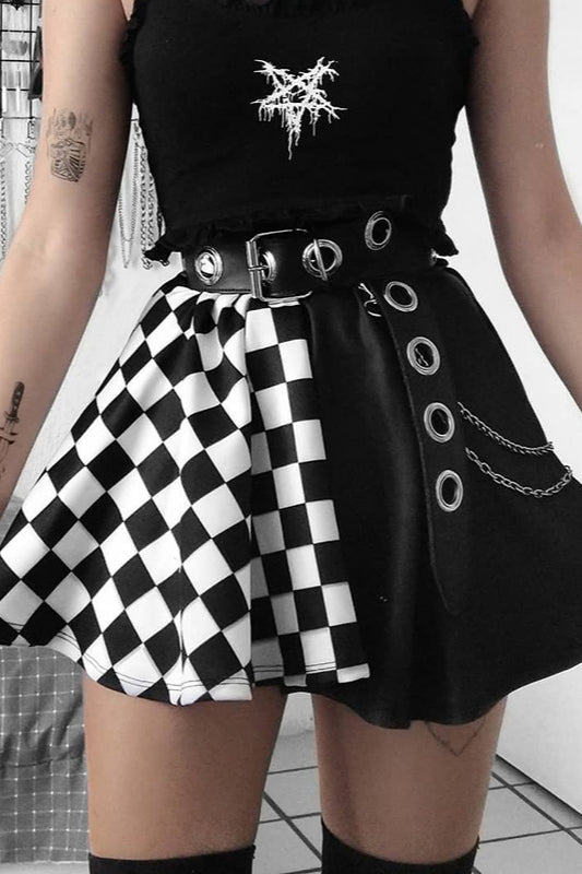 Houndstooth Patchwork Gothic Skirt