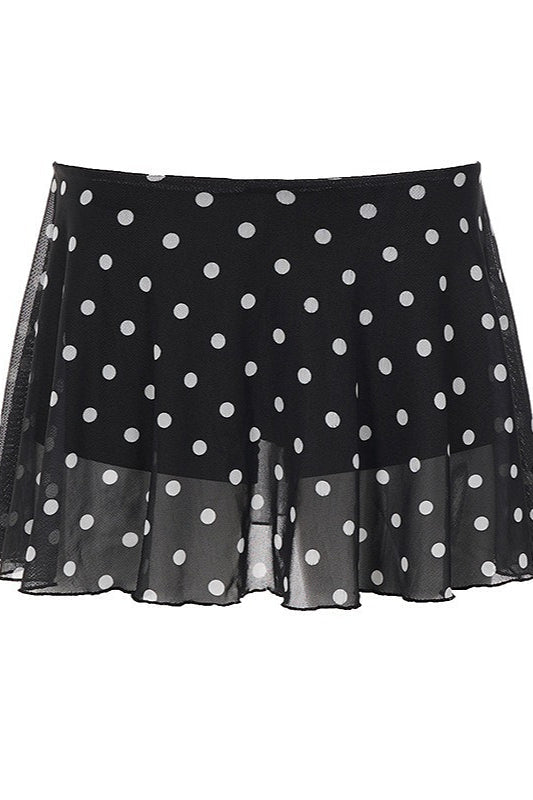 Sheer Ruffle Polka Dot Mini Skirt