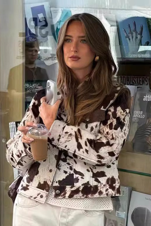 Stylish Casual Printed Collar Coat for Effortless Elegance