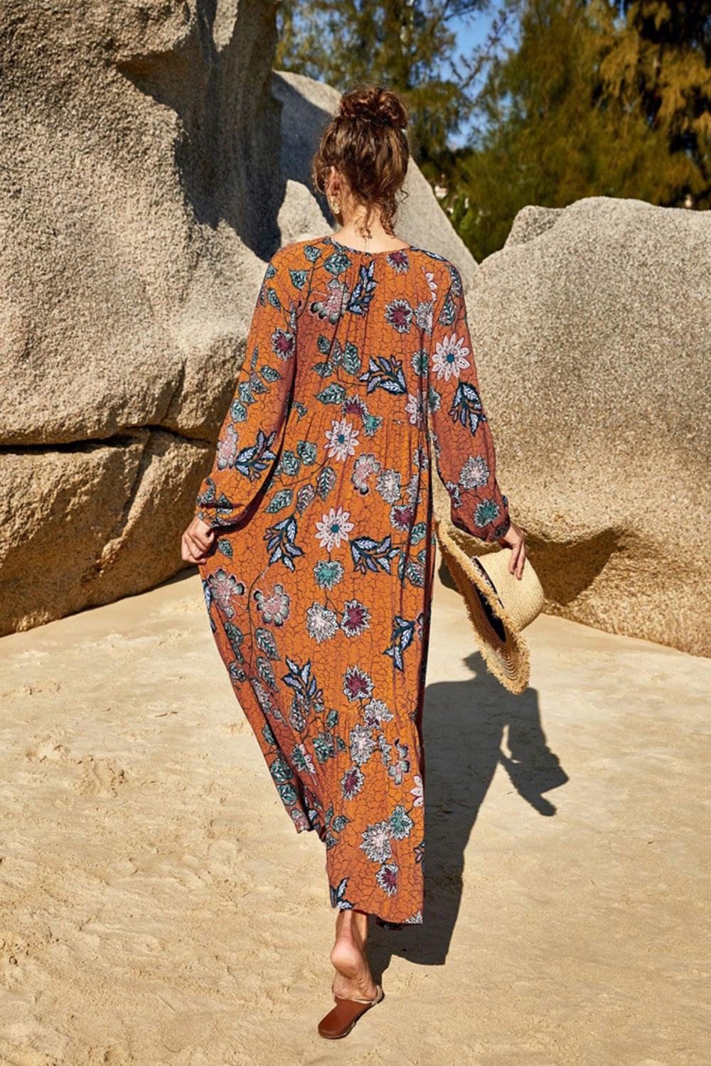 Square Neck Print Dress - Fashionpara