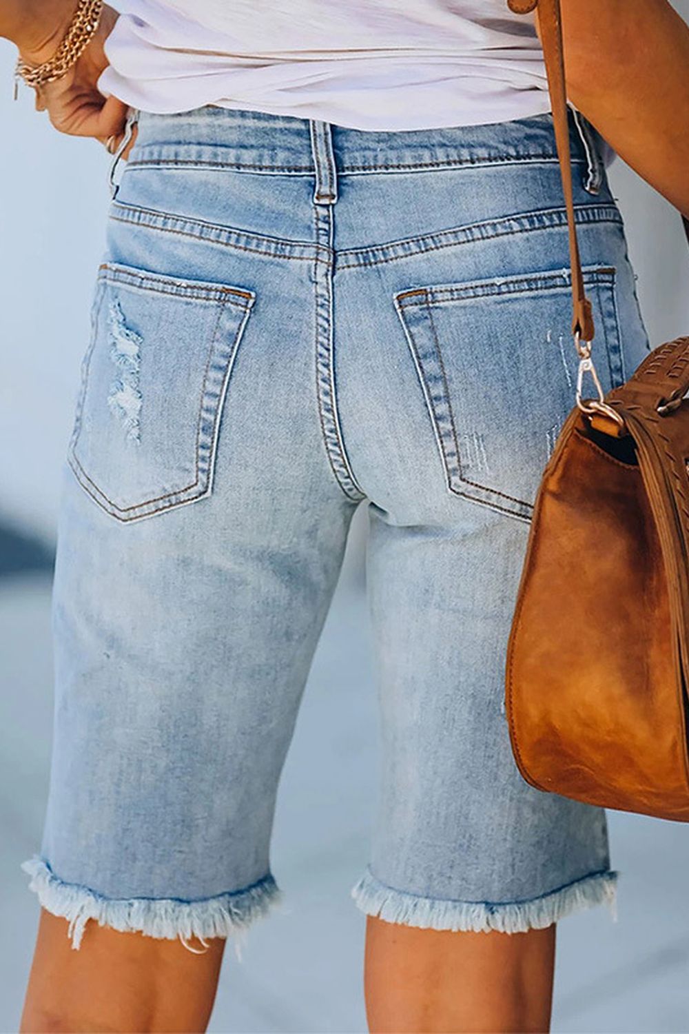 Leopard Ripped Denim Shorts