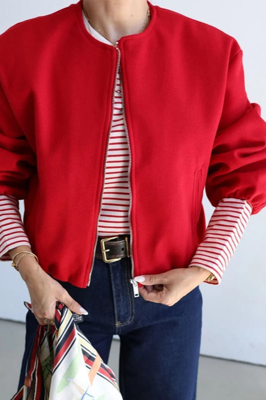 Cropped Sports Bomber Jacket
