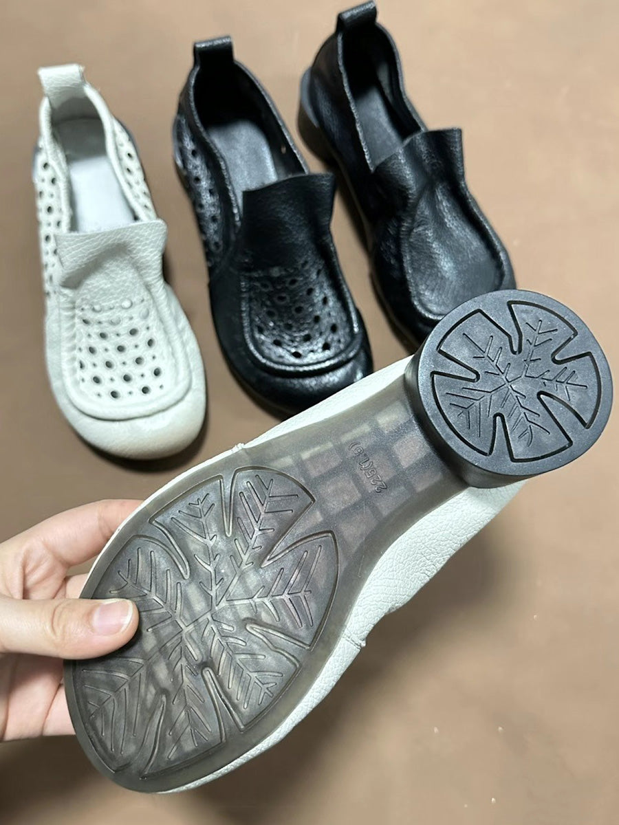 Retro Soft Genuine Leather Low Heel Shoes