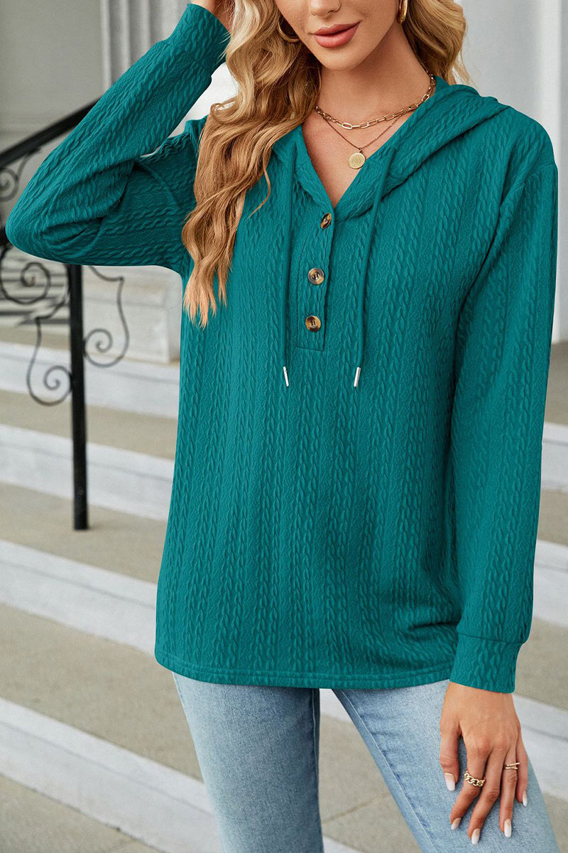 Twist Button Down Hoodie - Fashionpara