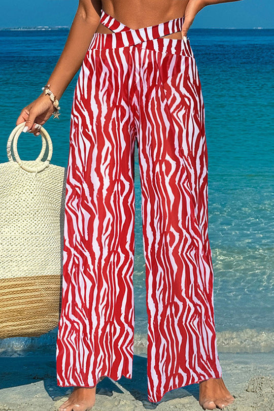 Leopard print suspender swimsuit three-piece swimsuit - Fashionpara