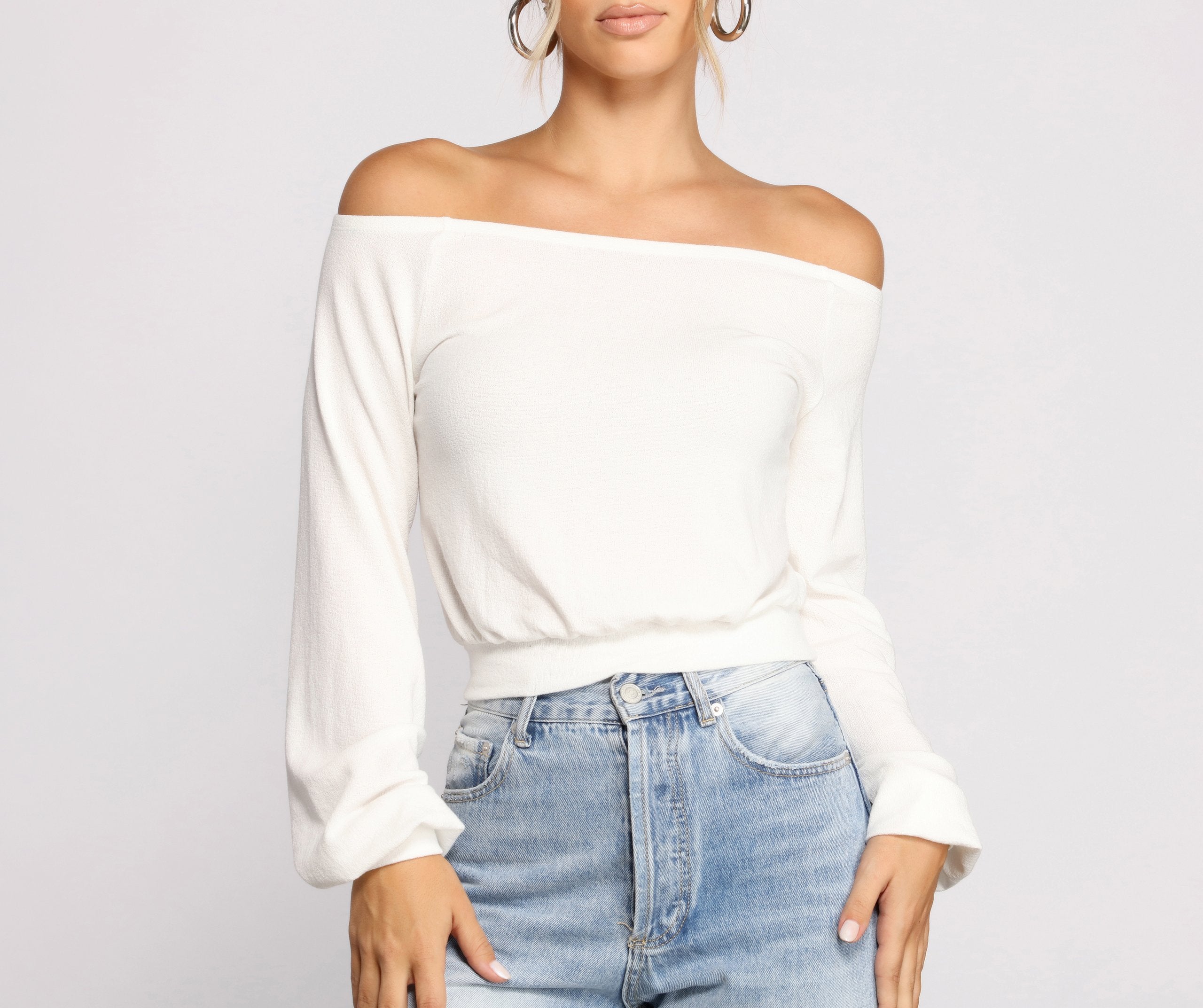 She's A Stunner Off The Shoulder Crop Top - Fashionpara