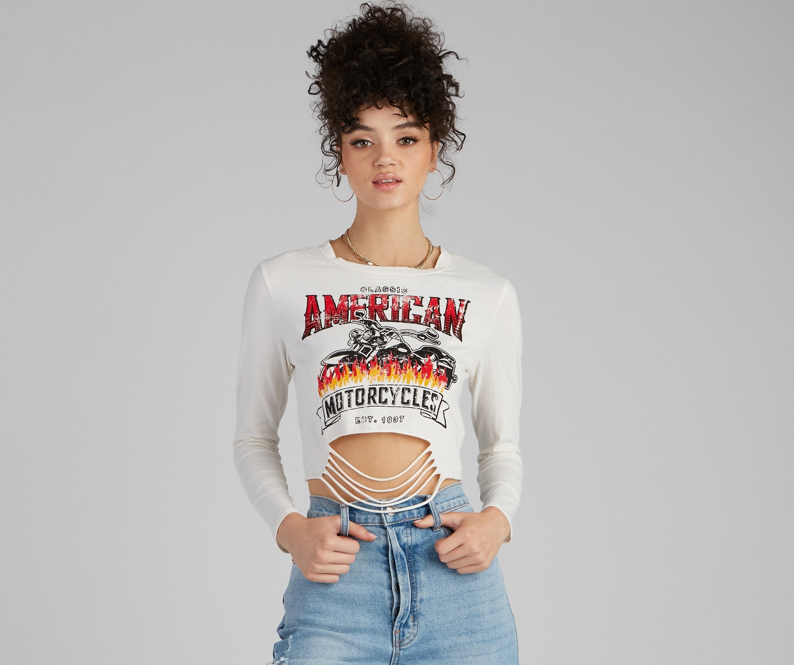 Classic American Slash Graphic Top - Fashionpara