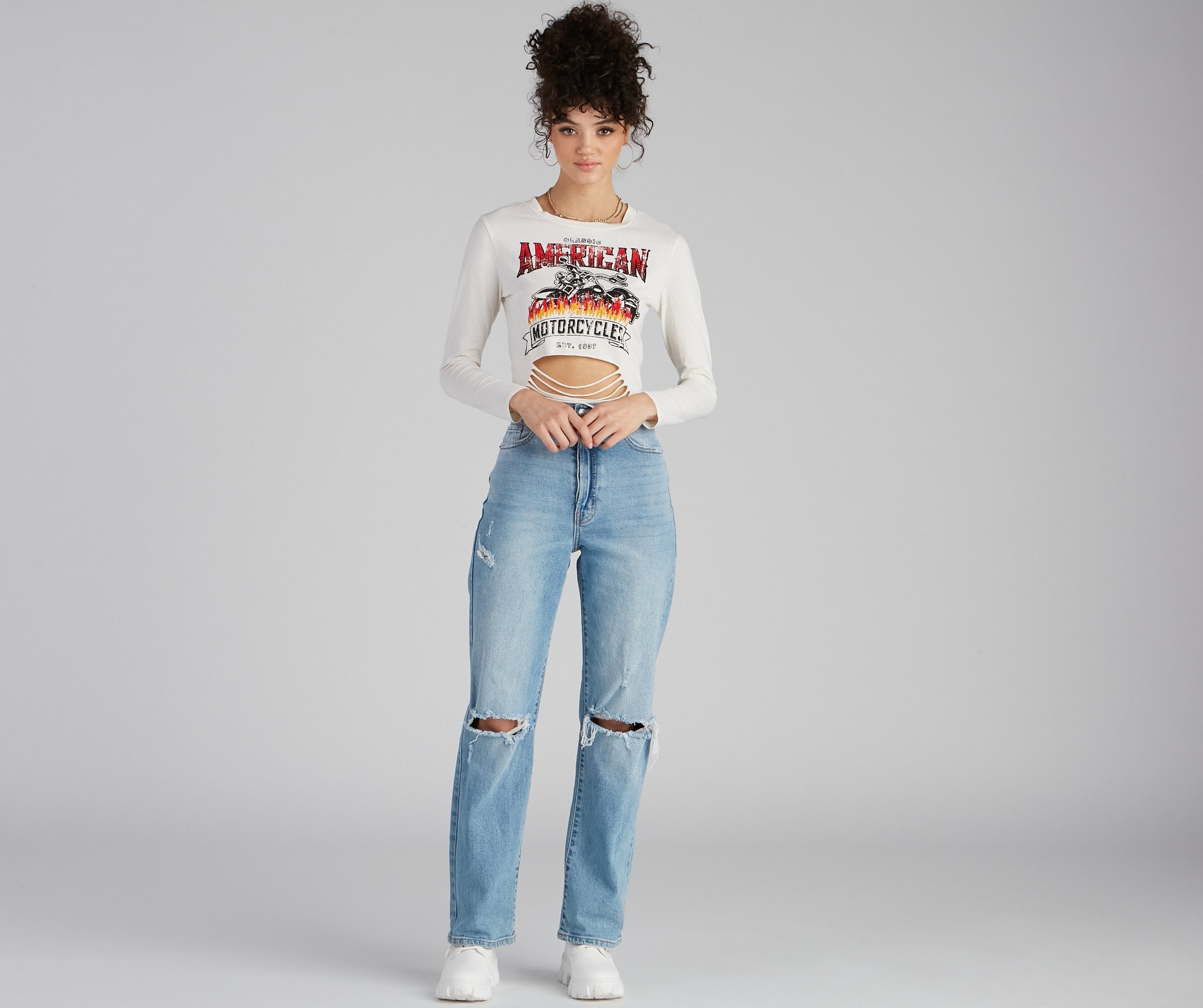 Classic American Slash Graphic Top - Fashionpara
