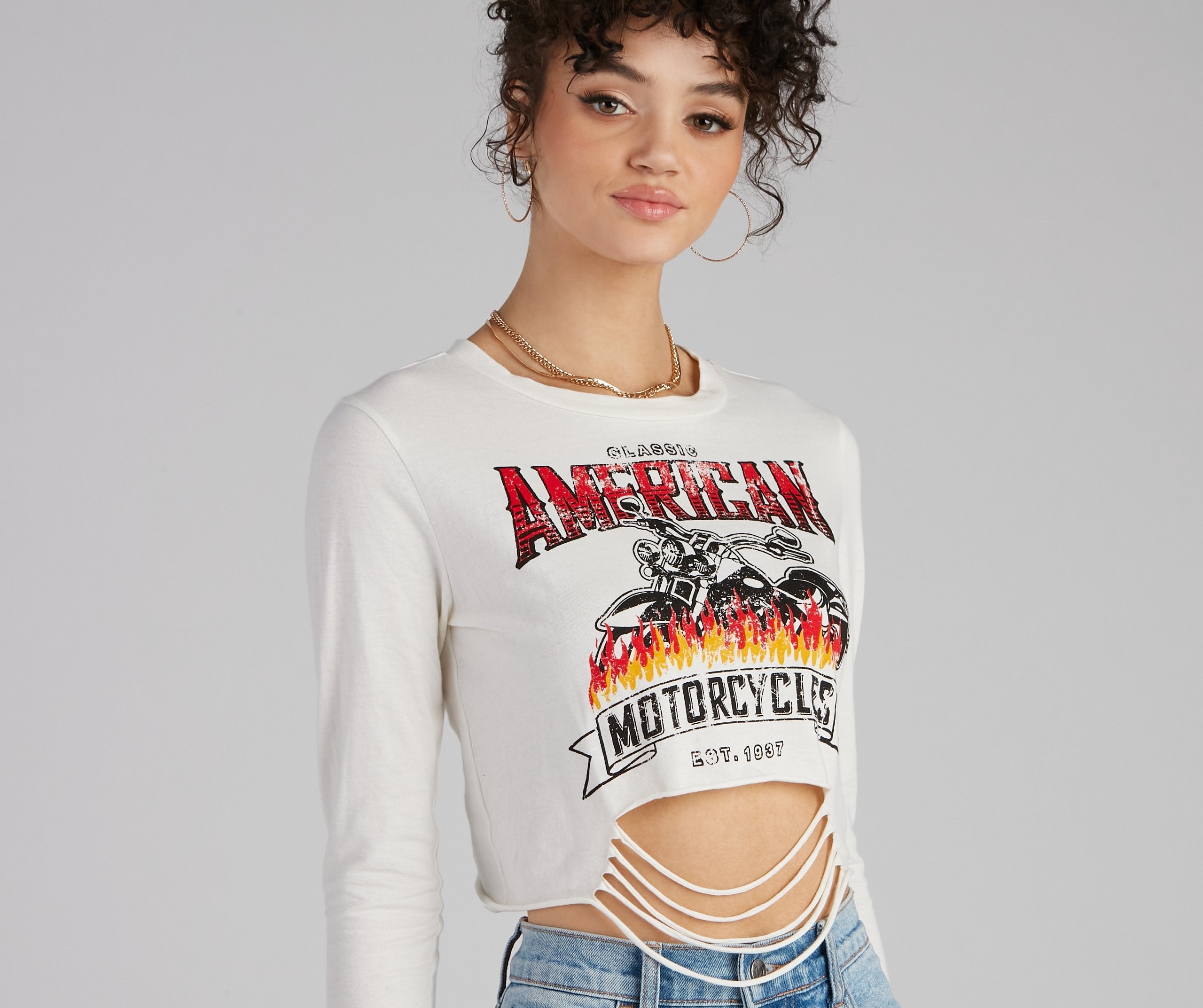 Classic American Slash Graphic Top - Fashionpara