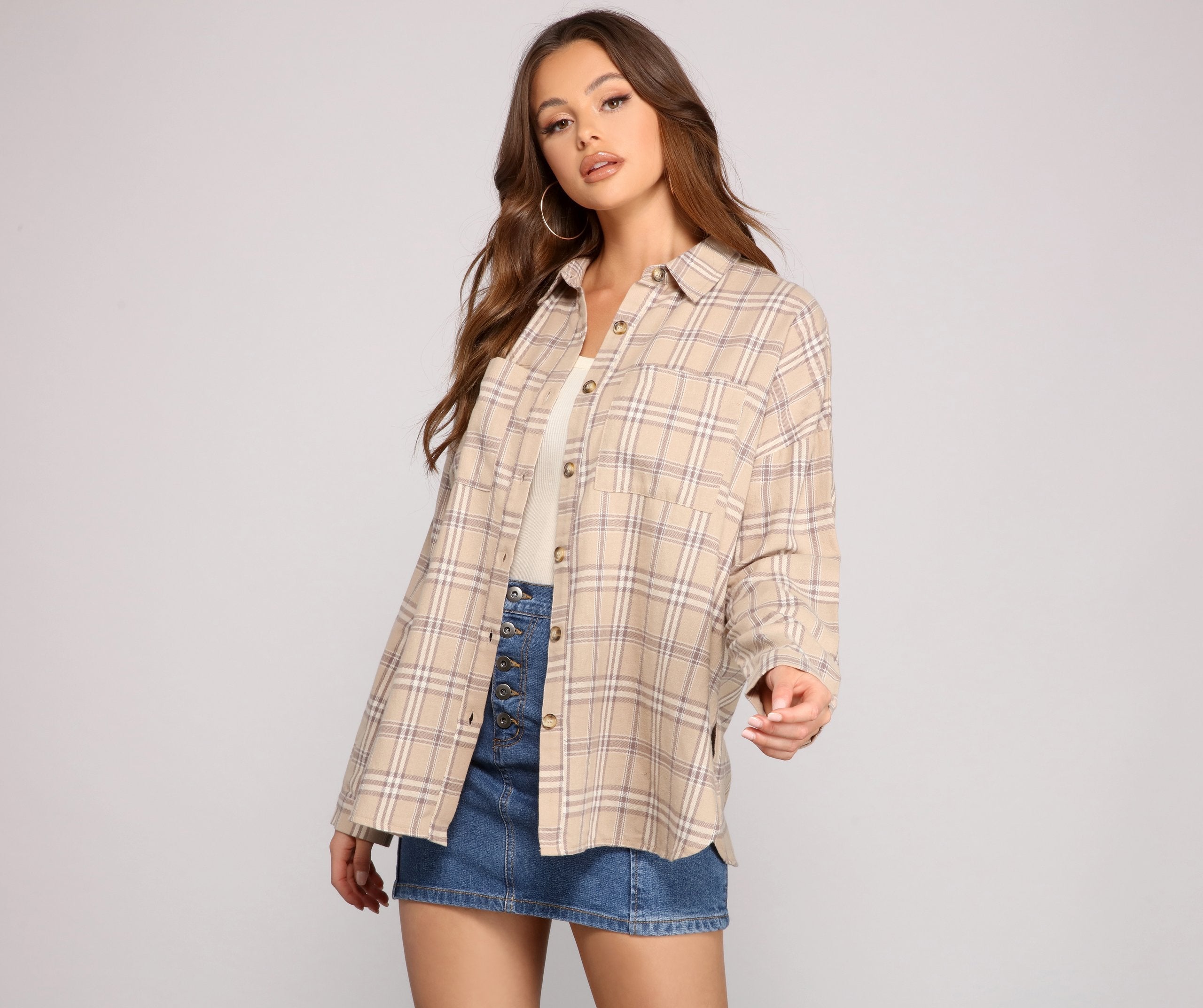 Button Up In Fab Flannel Top - Fashionpara