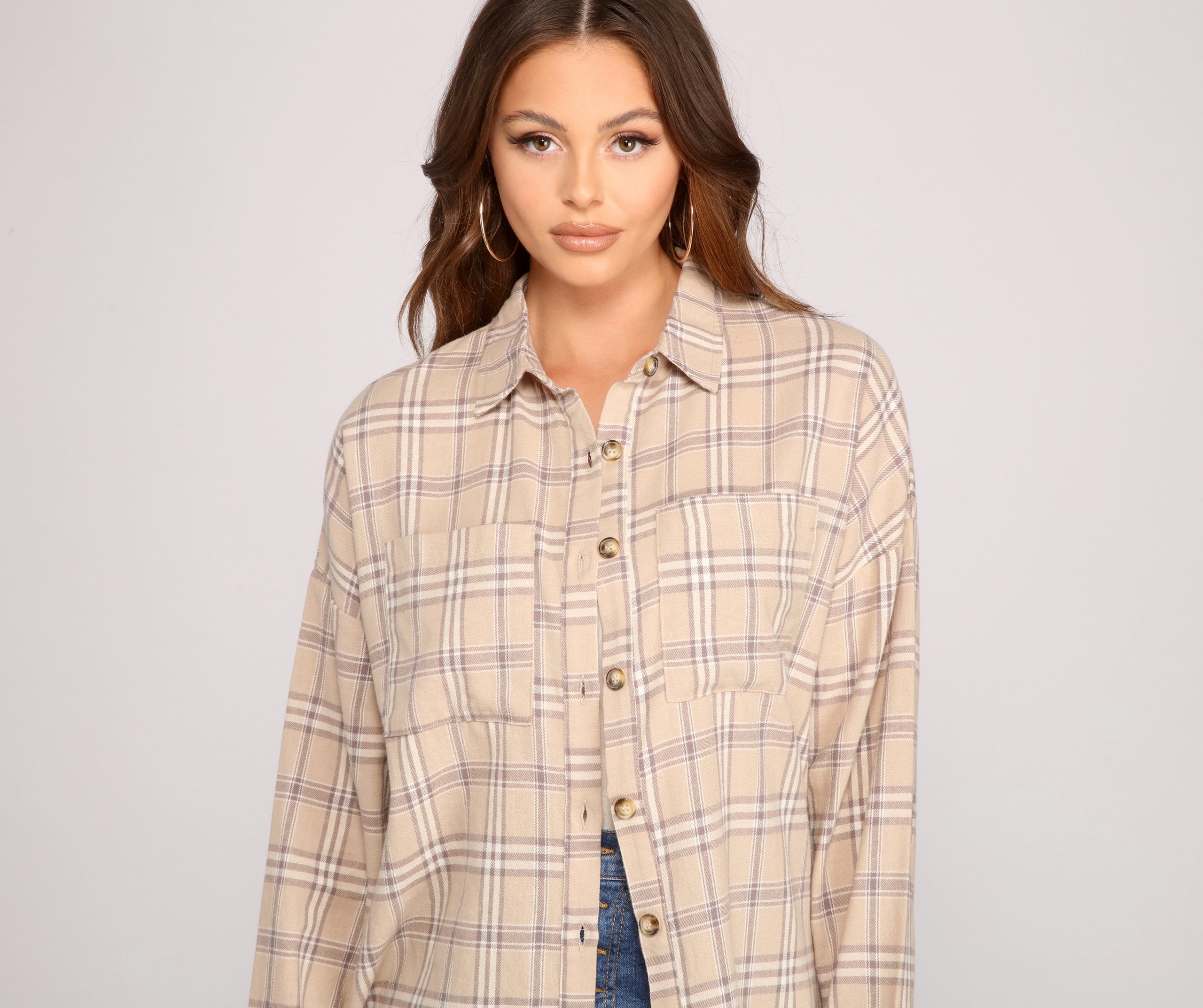 Button Up In Fab Flannel Top - Fashionpara