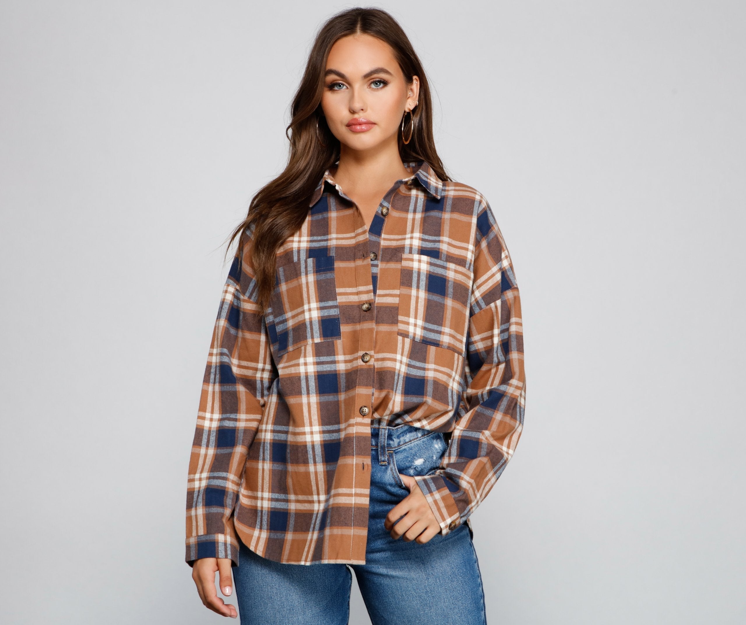 Button Up In Fab Flannel Top - Fashionpara