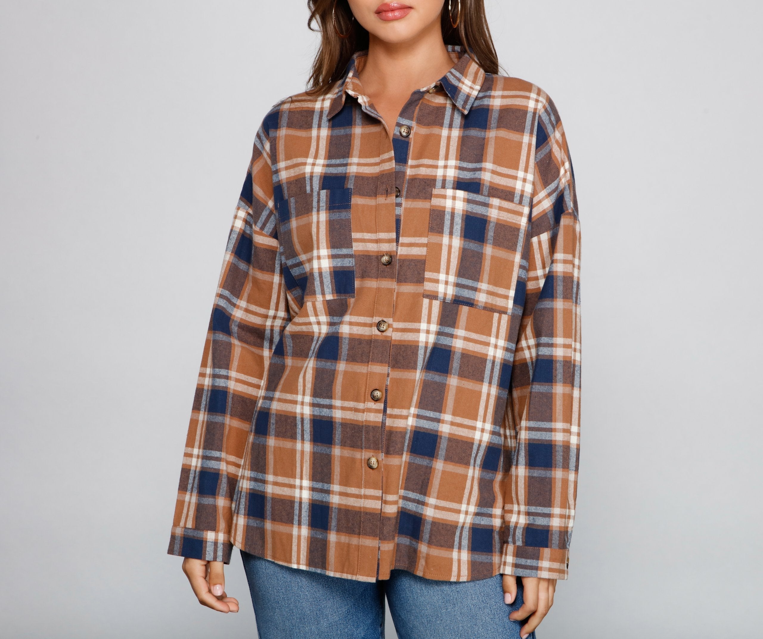 Button Up In Fab Flannel Top - Fashionpara