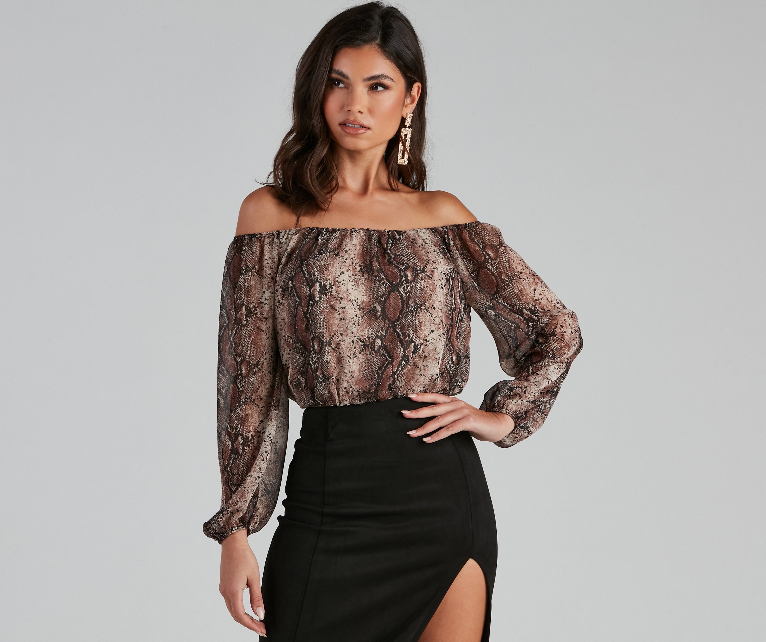 Chic Viper Chiffon Off-The-Shoulder Top - Fashionpara