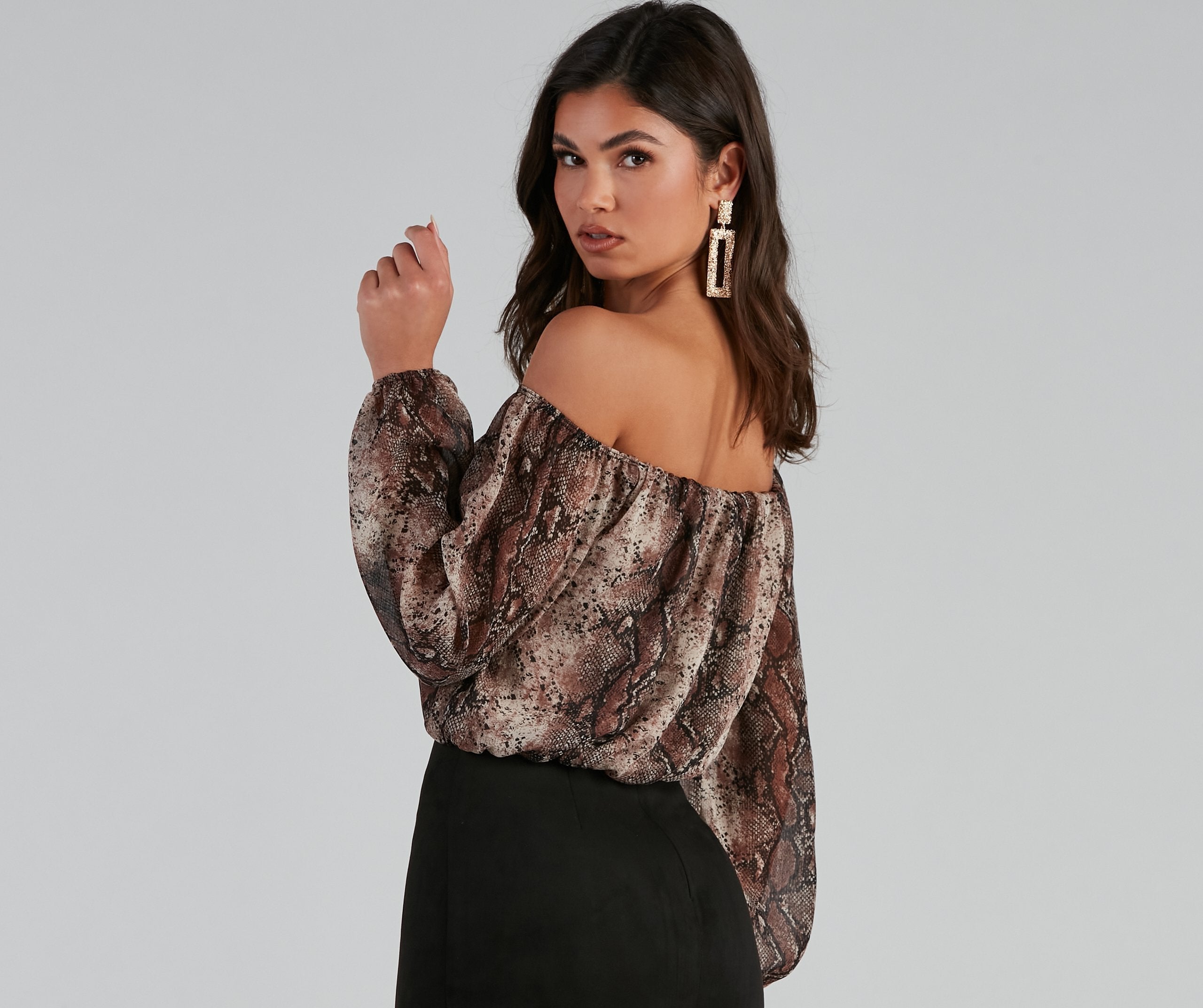Chic Viper Chiffon Off-The-Shoulder Top - Fashionpara