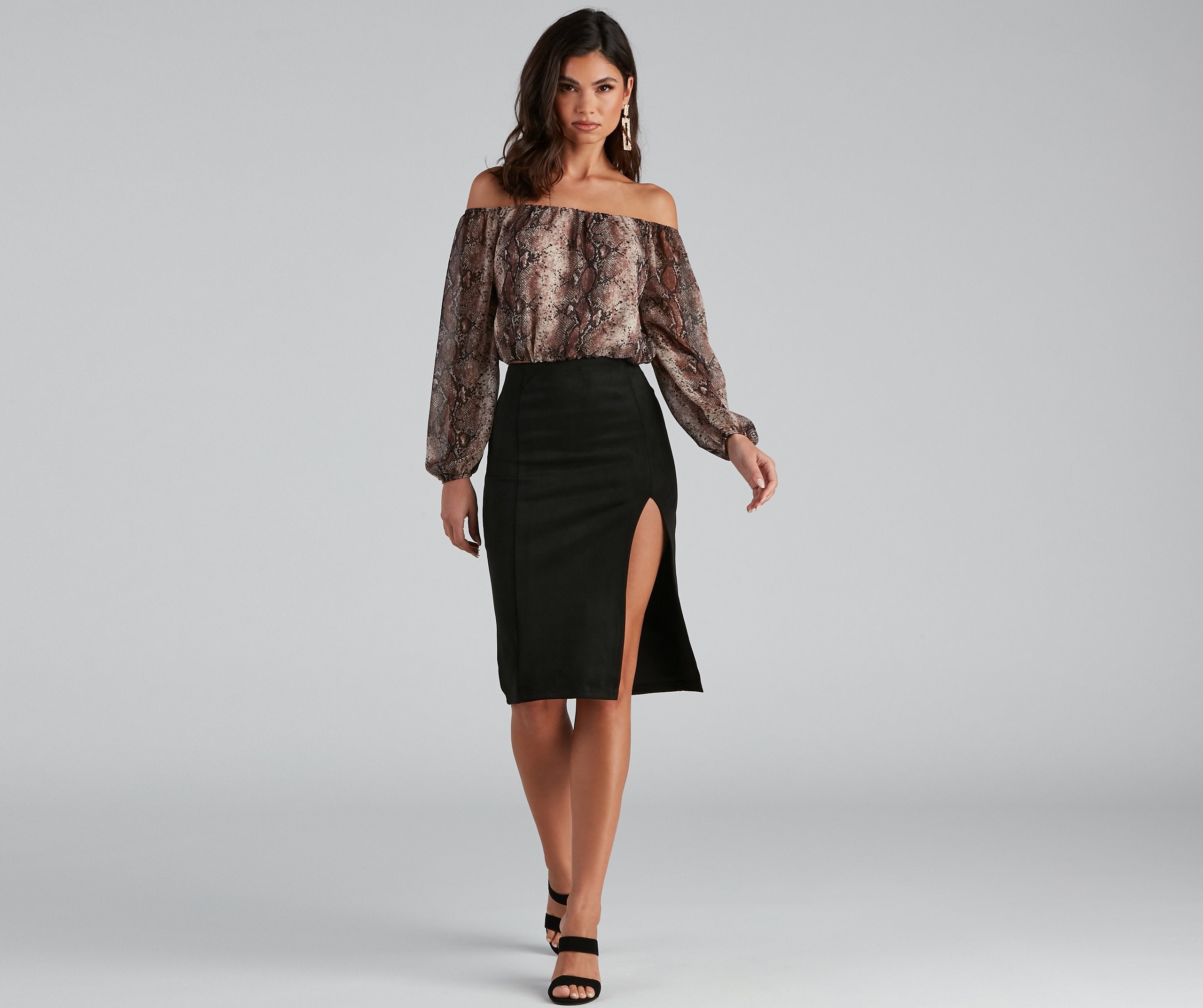 Chic Viper Chiffon Off-The-Shoulder Top - Fashionpara