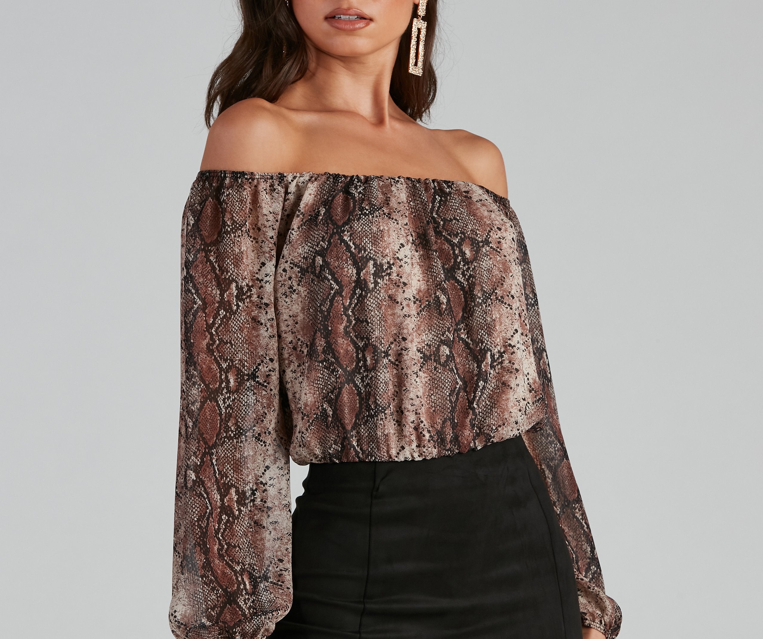 Chic Viper Chiffon Off-The-Shoulder Top - Fashionpara