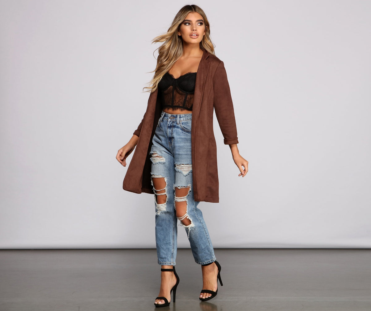 Faux Suede Blazer