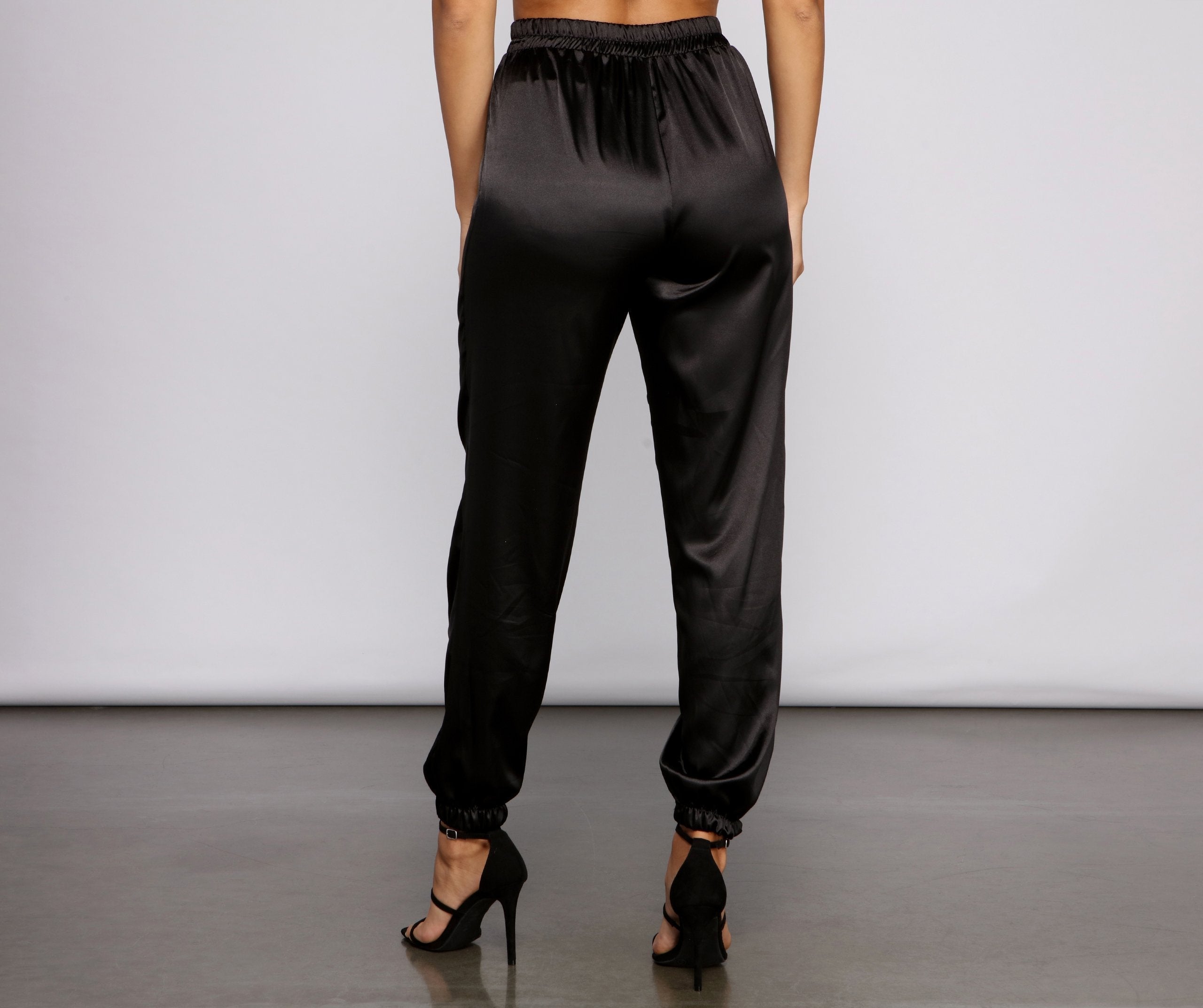 Sleek and Chic Satin Jogger Pants - Fashionpara