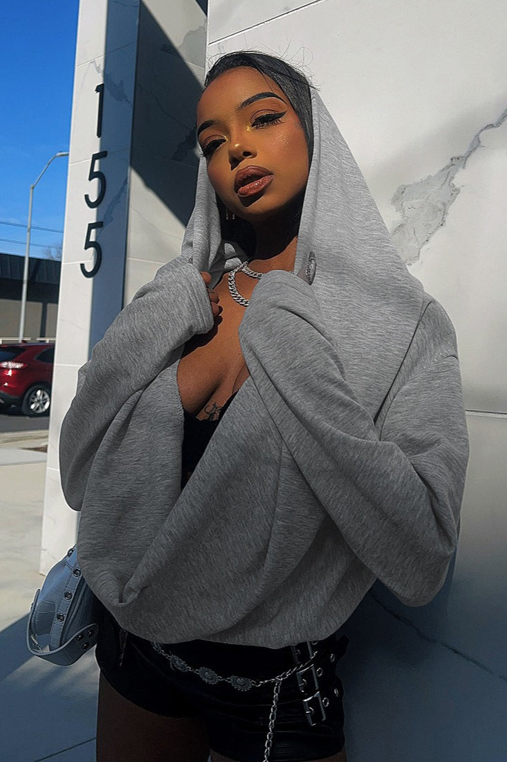 Deep V Cropped Hoodie