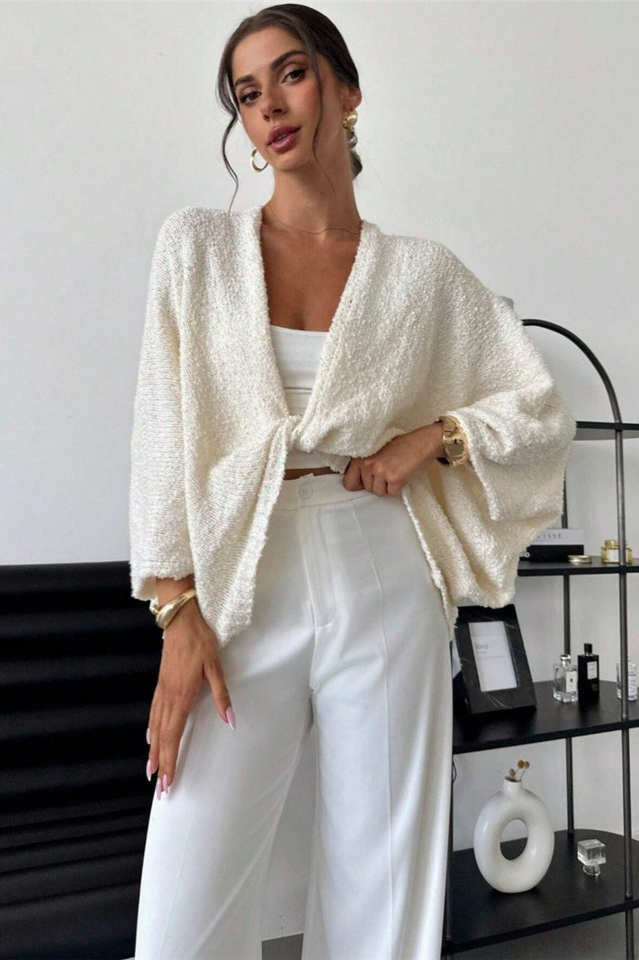 Draped Open Front Wrap Sweater