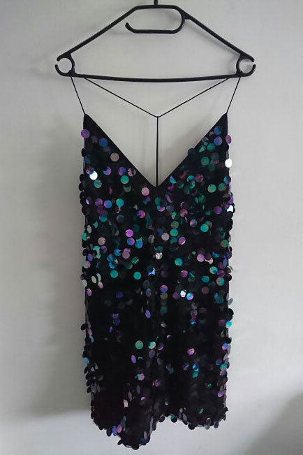 Sexy Deep V-Neck Backless Sequin Club Party Dress Fashionpara