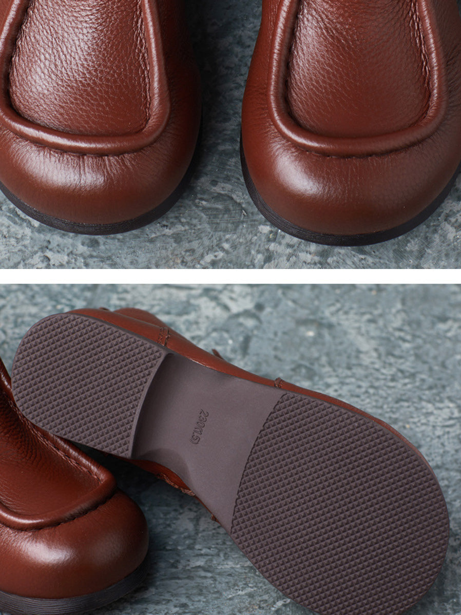 Autumn Soft Leather Zipper Low Heel Ankle Boots