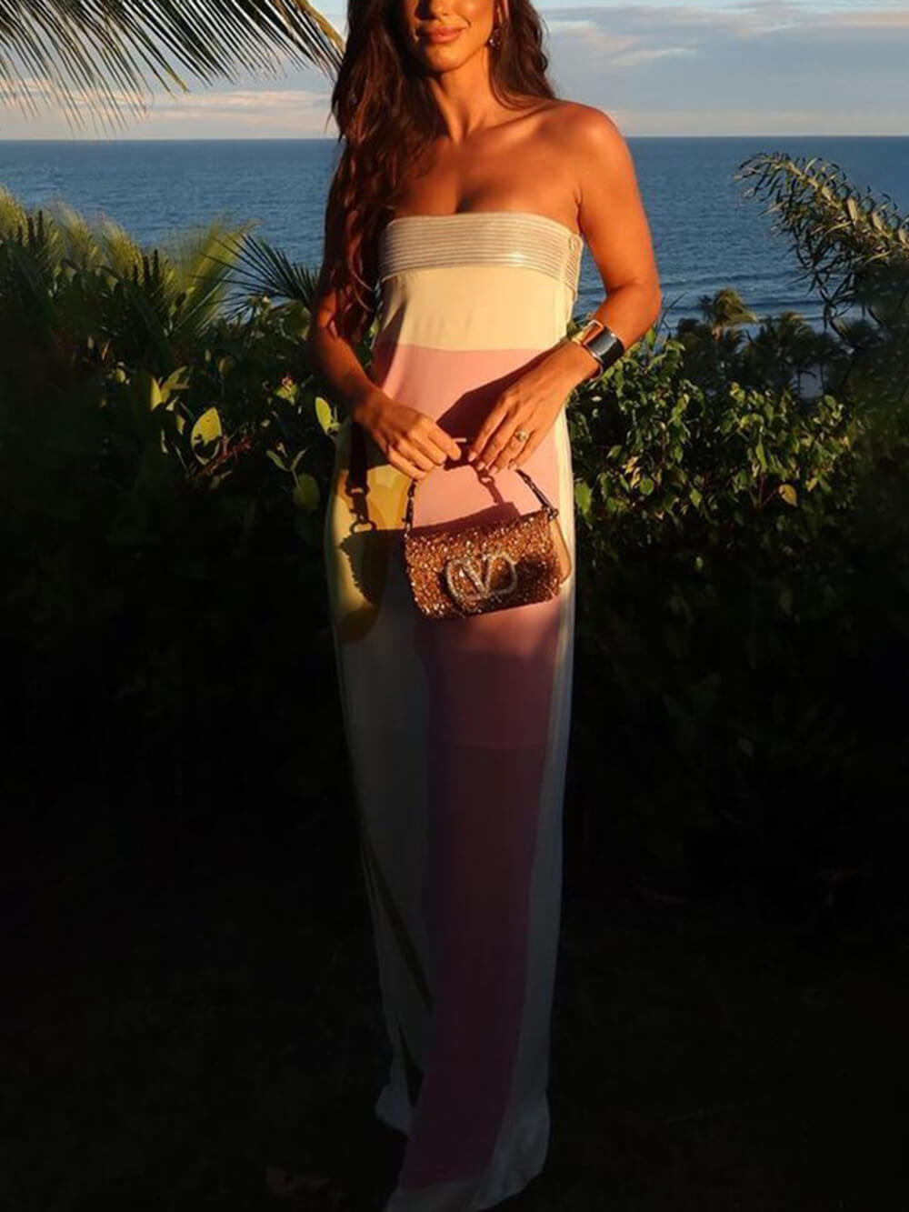 Summer Sexy Chest-Wrapped Printed Floor-Length Maxi Dress - Fashionpara