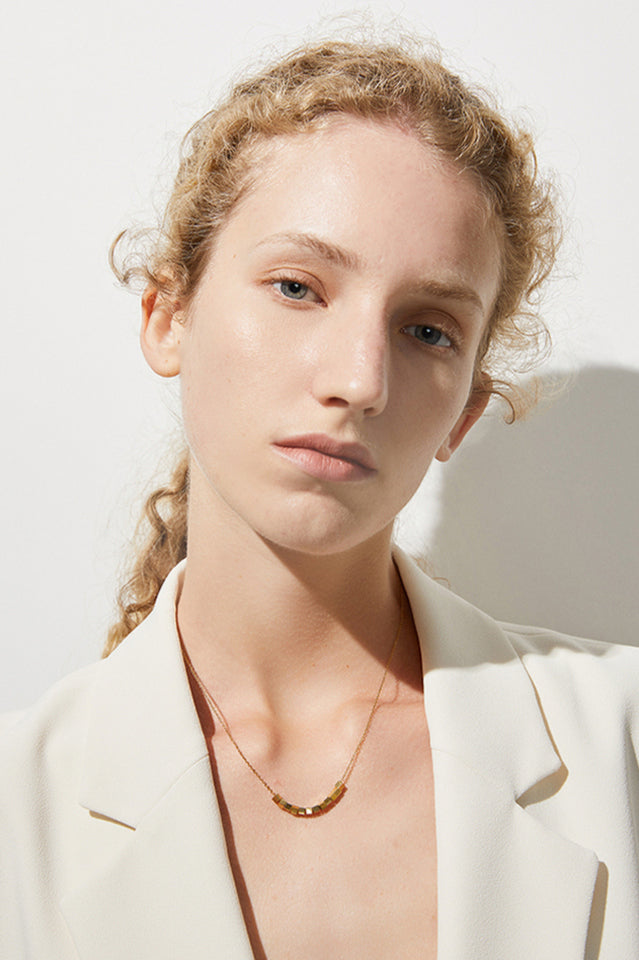 Gold Sugar Cube Necklace - Fashionpara