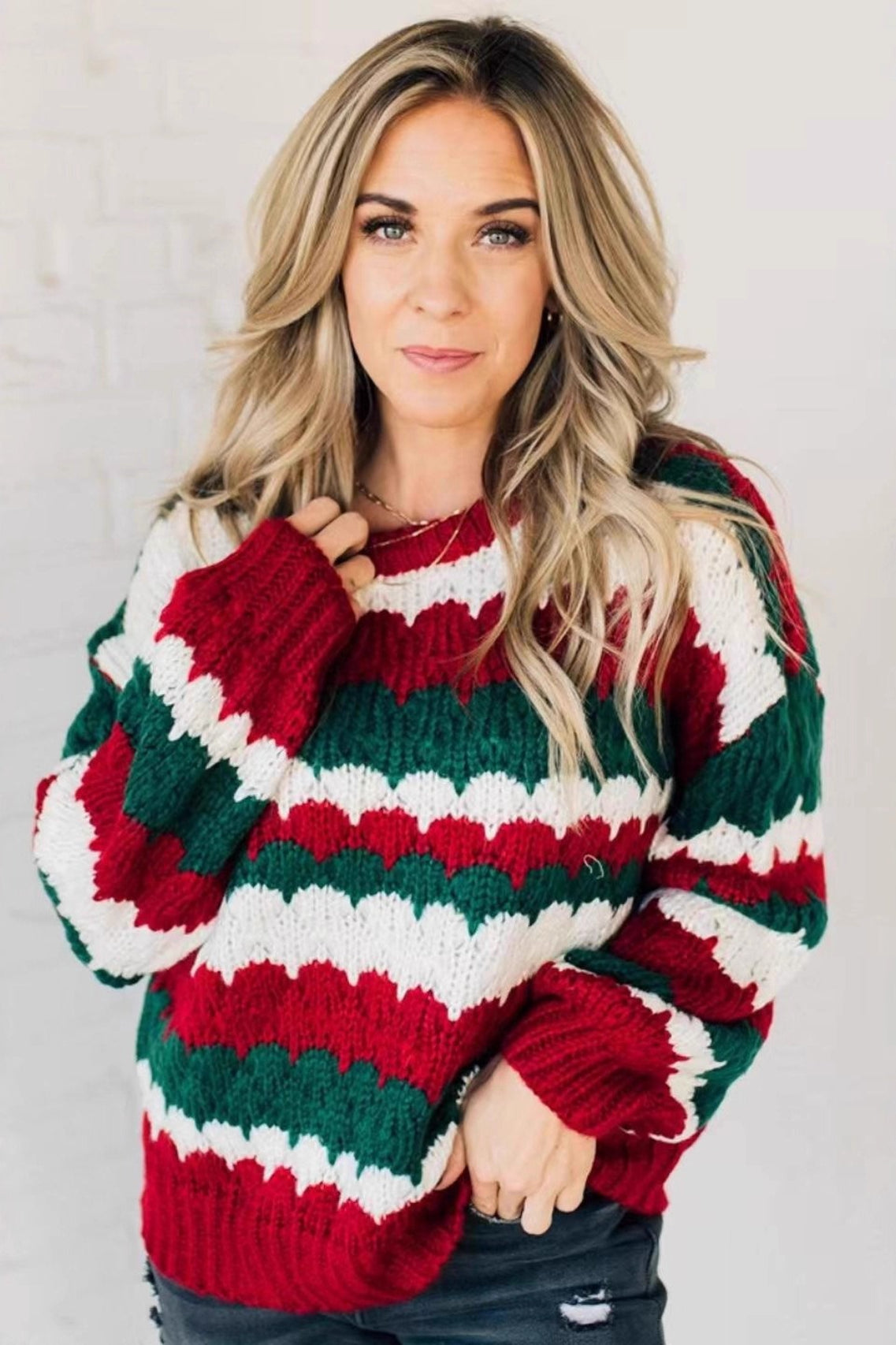Chic Striped Color Block Sweater