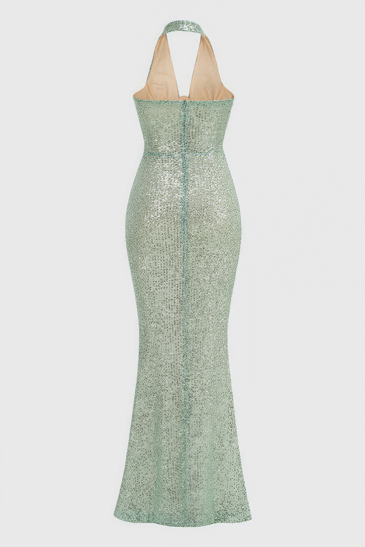 Elsinx Green Backless Sequin Maxi Dress - View 4