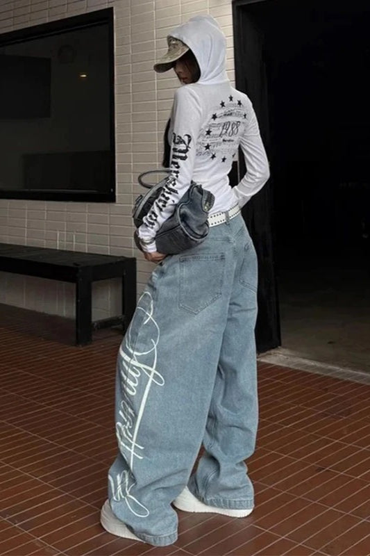 Vintage Printed Boyfriend Jeans