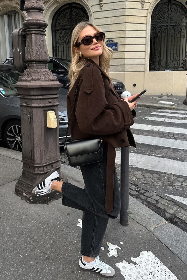Cropped Double Breasted Belted Wool Jacket 2