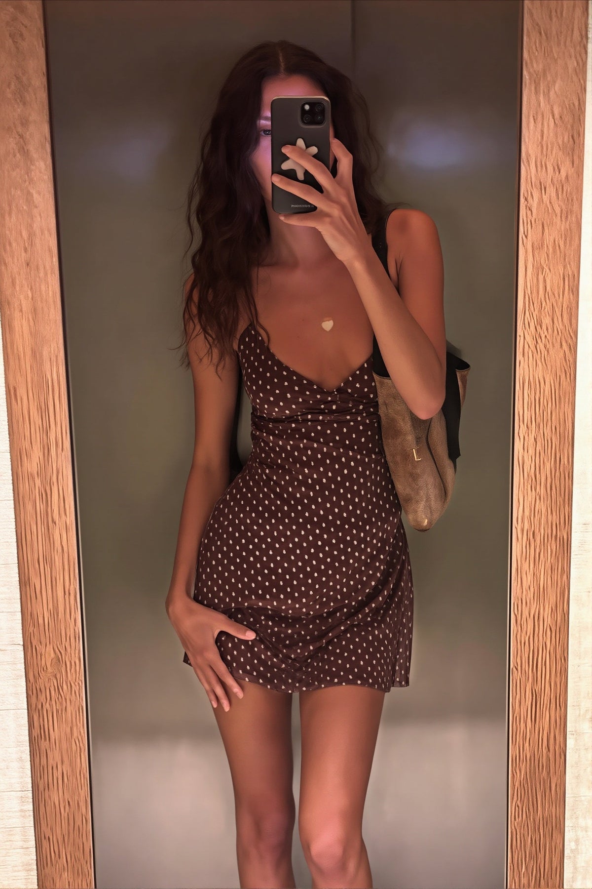 Polka Dot Cowl Neck Satin Slip Mini Dress