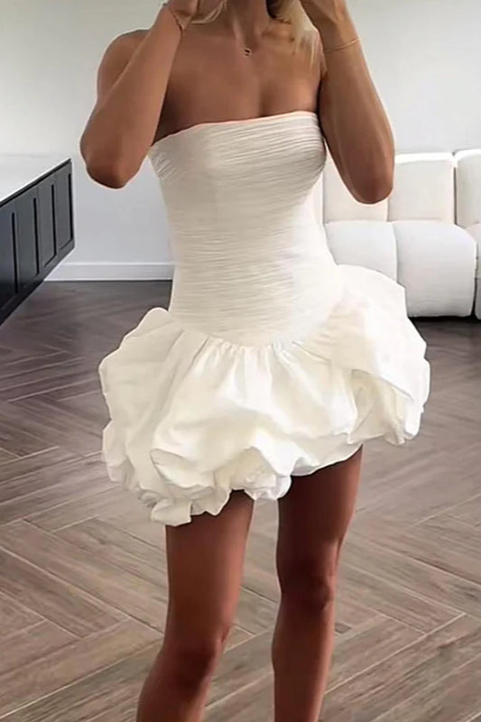 Spring Elegant Ruched Corset Dress with Layered Skirt Party Dress - Fashionpara