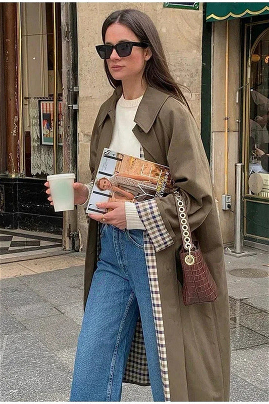 Elegant Collared Buttoned Trench Cargo Overcoat for Style