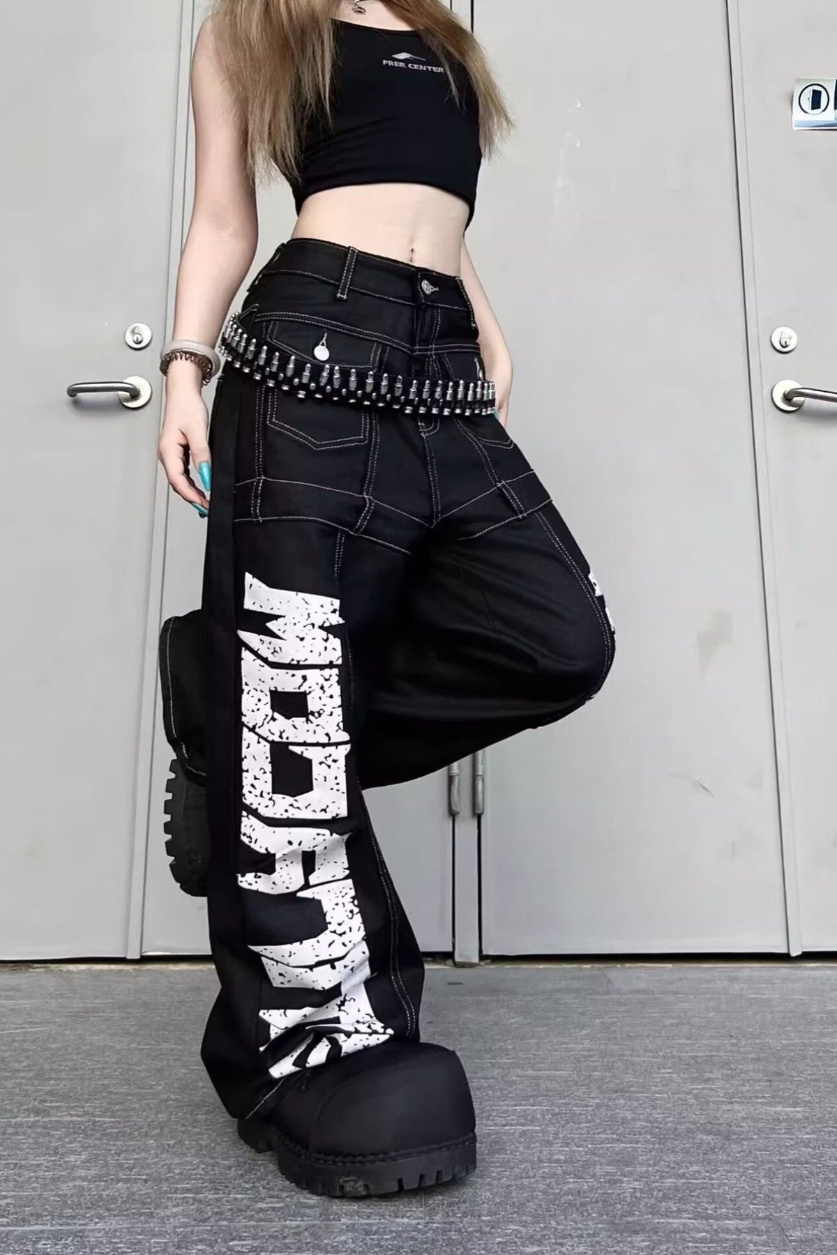 Street Style Graphic Patchwork Jeans
