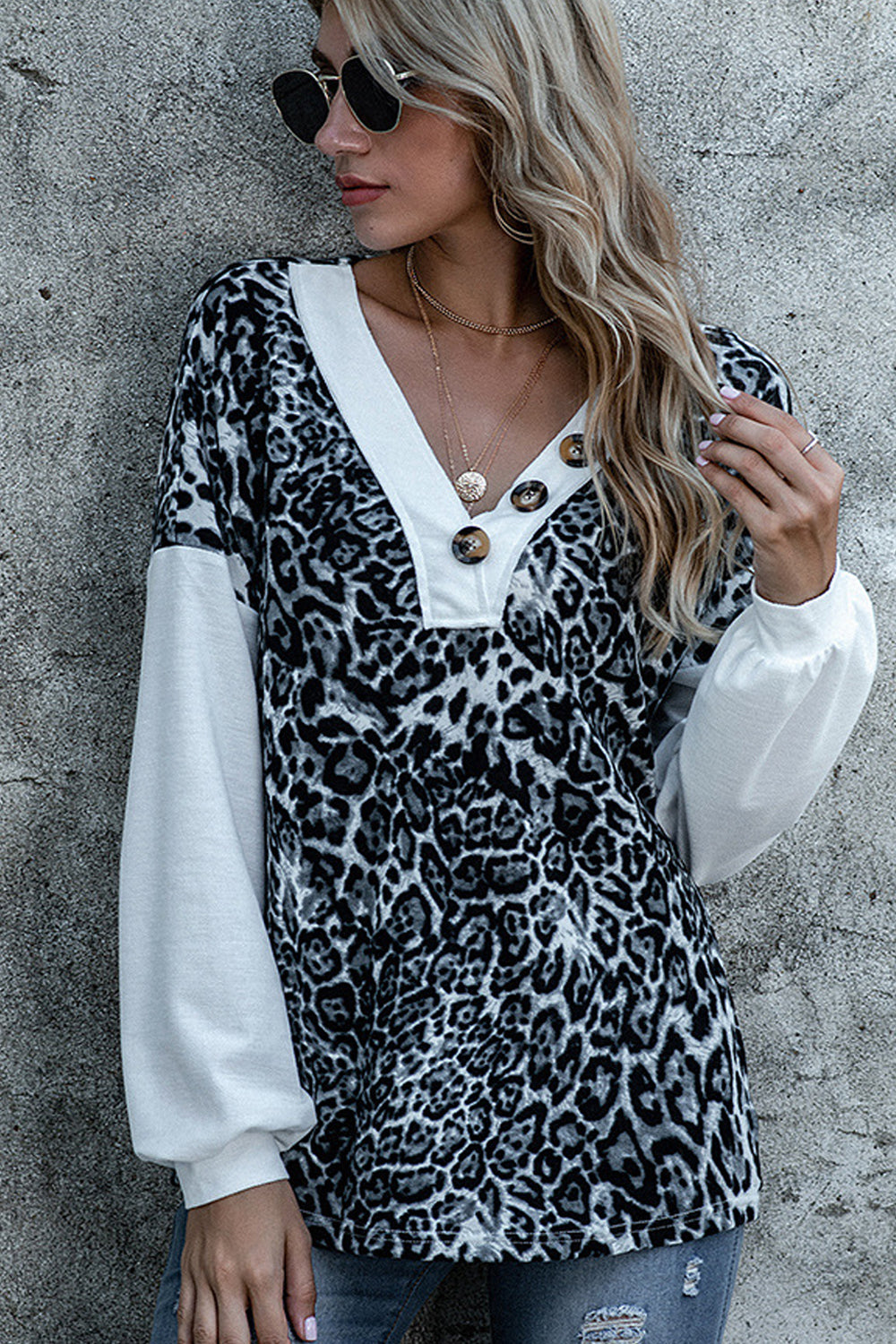 Leopard Print Stitching T-Shirt